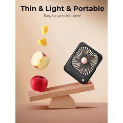 Funme Black Foldable Desk Fan - 3000mAh Silent Battery Powered