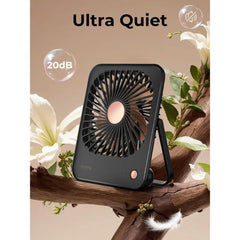 Funme Black Foldable Desk Fan - 3000mAh Silent Battery Powered