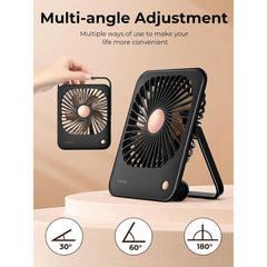 Funme Black Foldable Desk Fan - 3000mAh Silent Battery Powered