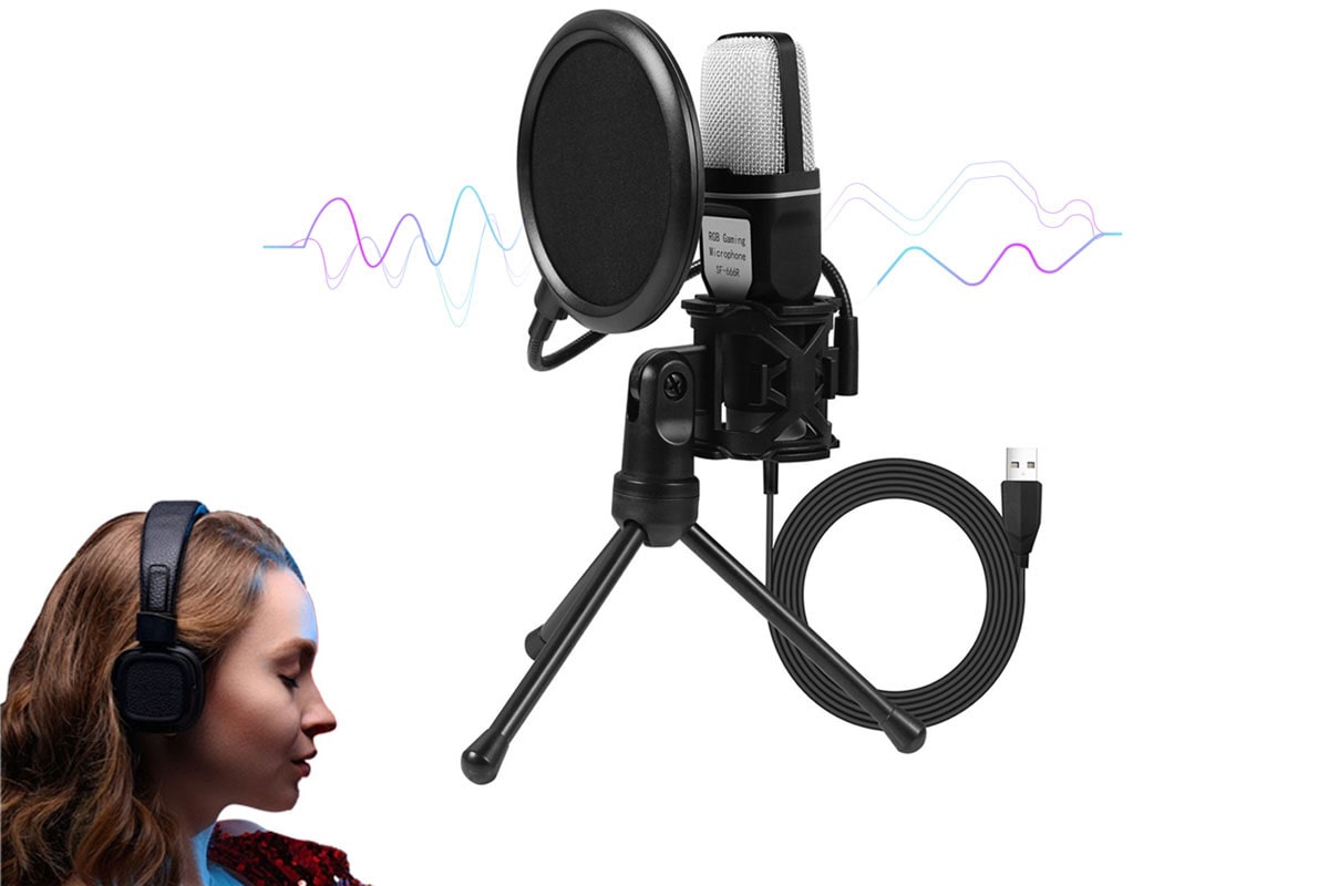 Gaming RGB USB Condenser Microphone for PC with Tripod