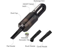 Wireless Car Vacuum Cleaner with USB Charging - Built-in Pet Comb Brush