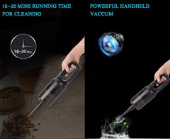 Wireless Car Vacuum Cleaner with USB Charging - Built-in Pet Comb Brush