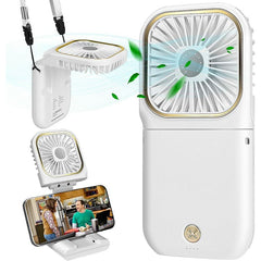 Handheld USB Neck Fan - Small Rechargeable Personal Fan with 3 Speeds