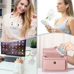 Handheld USB Neck Fan - Small Rechargeable Personal Fan with 3 Speeds