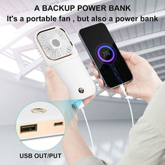 Handheld USB Neck Fan - Small Rechargeable Personal Fan with 3 Speeds