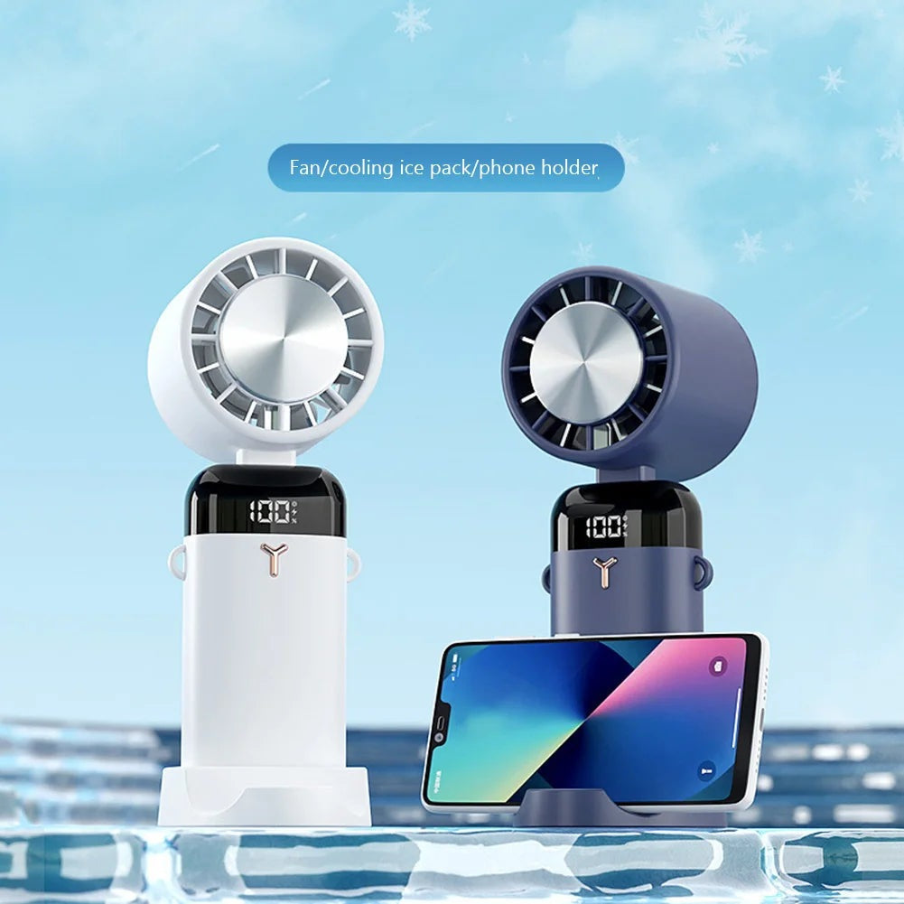 Foldable Handheld Fan - 3600mAh USB Rechargeable 3-Speed with Display