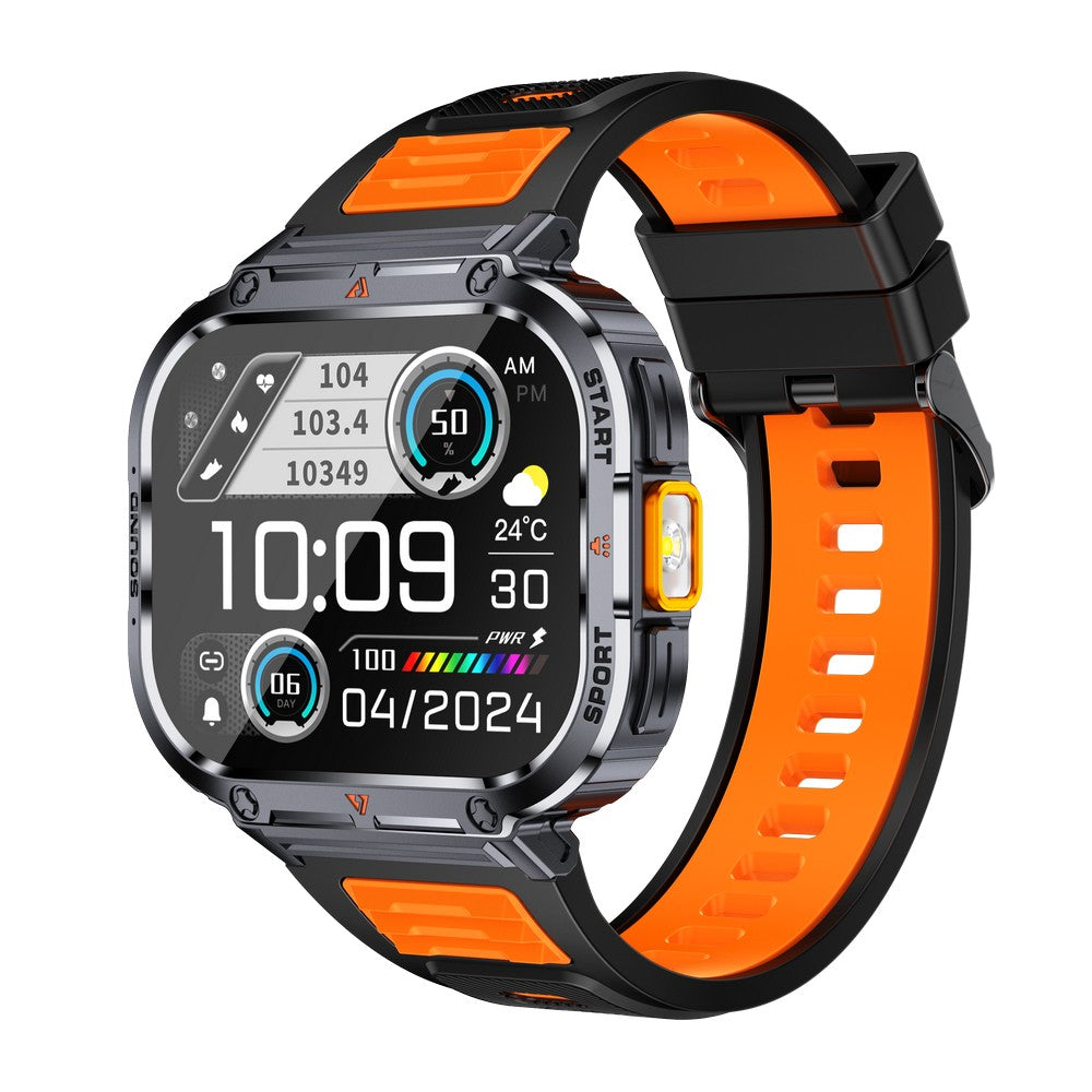 2.0-Inch Smart Fitness Watch with Flashlight and Health Tracker