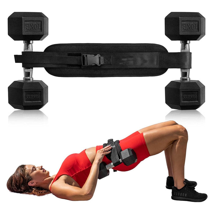 Hip Thrust Booty Belt with Dumbbell Pad Slip-Resistant Design