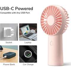 4000mAh USB Rechargeable Pocket Fan - Pink