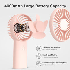 4000mAh USB Rechargeable Pocket Fan - Pink