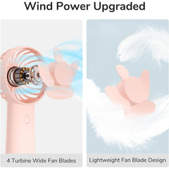 4000mAh USB Rechargeable Pocket Fan - Pink