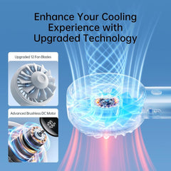 Black Handheld Fan - 5000mAh USB Rechargeable 5-Speed with Display