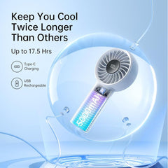 Black Mini Handheld Fan - 5000mAh USB Rechargeable 5-Speed Display