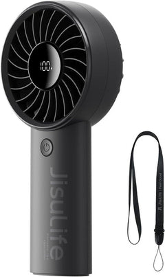 Black Handheld Fan - 5000mAh USB Rechargeable 5-Speed with Display