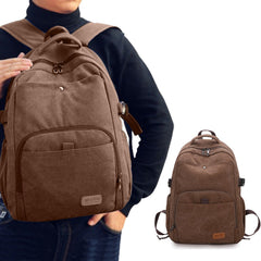 Canvas Laptop Backpack Large Capacity Travel School Bag