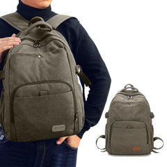 Canvas Laptop Backpack Large Capacity Travel School Bag