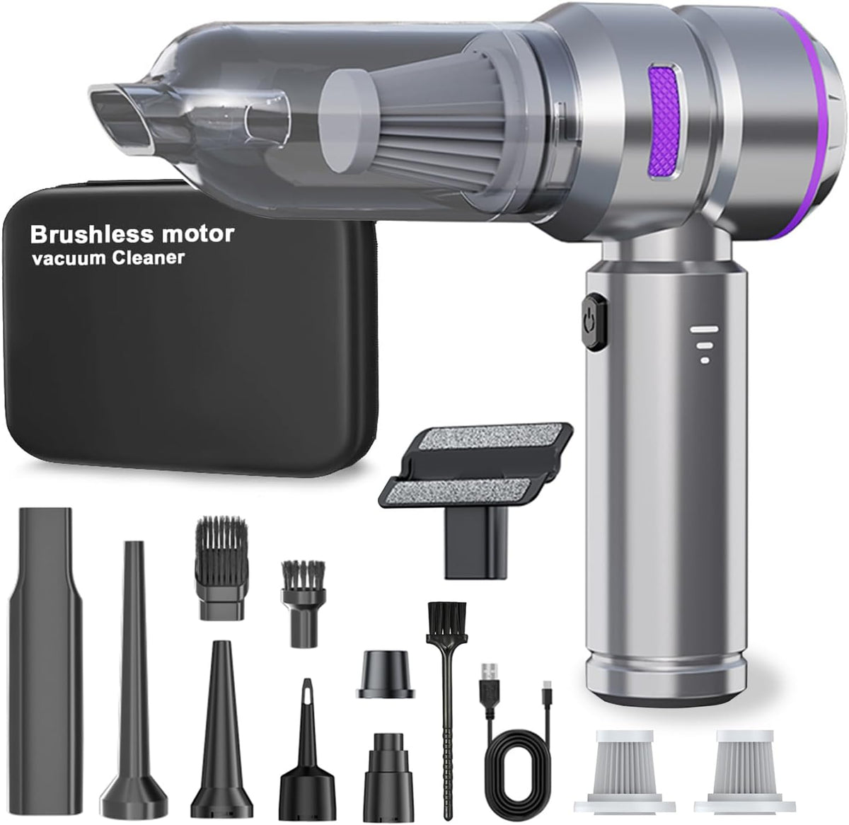 Portable Cordless Handheld Vac - Rechargeable Car Cleaning Tool