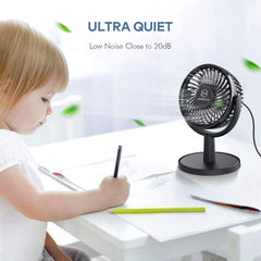 Mini USB Desk Fan with 4 Speeds - 310¡ã Adjustable Quiet Air Circulator