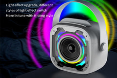 White Mini Bluetooth Karaoke Machine - Adjustable Mic & Lights