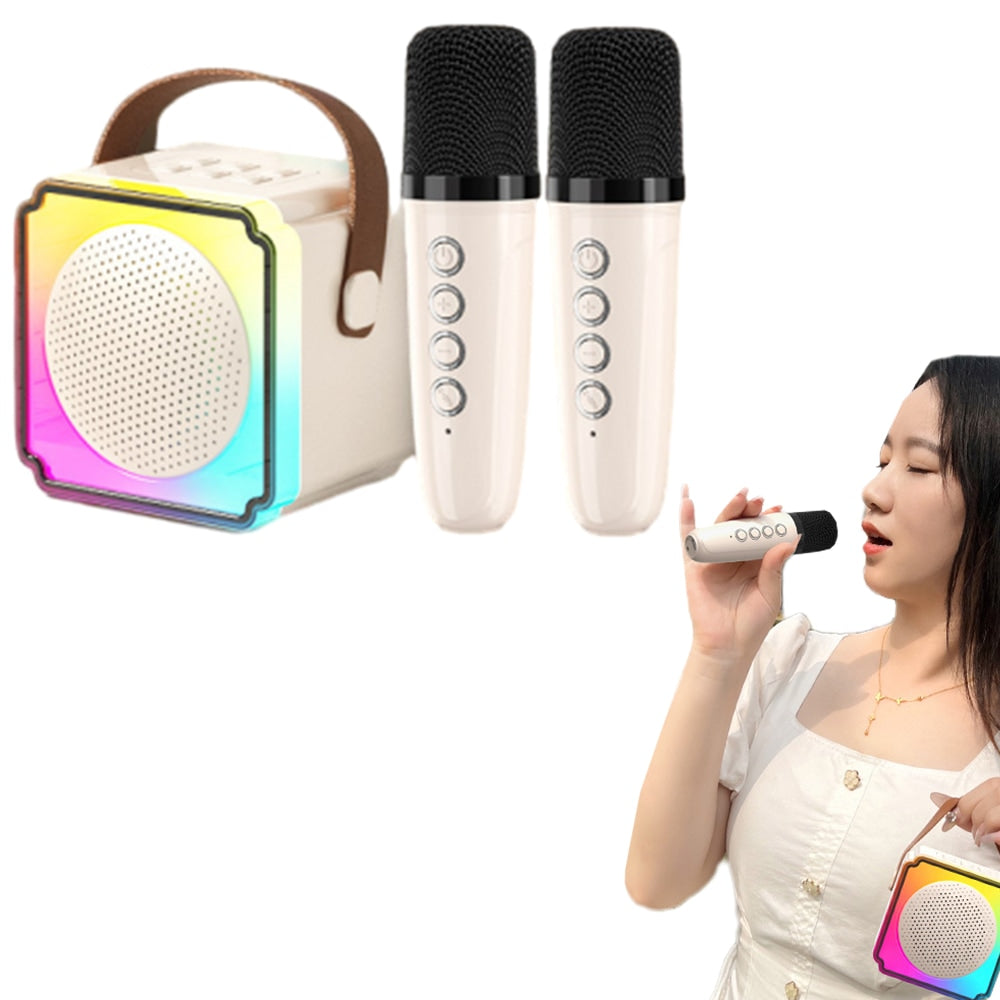 Mini Portable Bluetooth Karaoke Machine with Wireless Mics