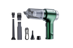 4-in-1 Mini Car Vacuum Cleaner - Rechargeable Pet Hair Cleaner - Green