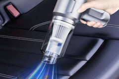 4-in-1 Mini Car Vacuum Cleaner - Grey Rechargeable for Pet Hair Cleaning