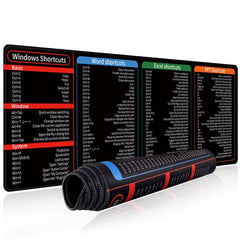 Large Office Mouse Pad with Shortcuts Non-Slip Rubber Base