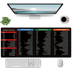 Large Office Mouse Pad with Shortcuts Non-Slip Rubber Base