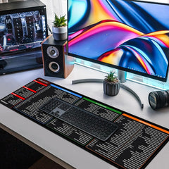 Large Office Mouse Pad with Shortcuts Non-Slip Rubber Base