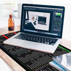 Large Office Mouse Pad with Shortcuts Non-Slip Rubber Base