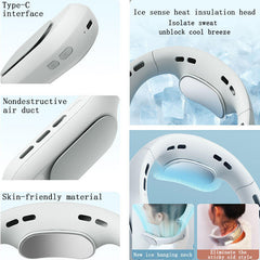 Nevenka Brown Bladeless Neck Fan with 3+1 Speeds - Cooling Brace