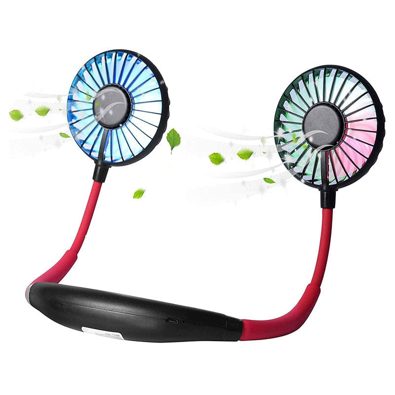 Nevenka Black Red Neck Aromatherapy Fan with LED - 360? Rotation