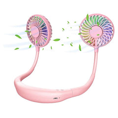 Nevenka Pink Neck Aromatherapy Fan with LED Light - 360? Rotation
