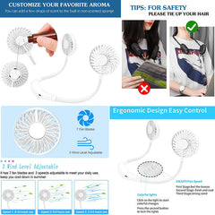 Nevenka White Neck Aromatherapy Fan with LED and 360¡ã Rotation