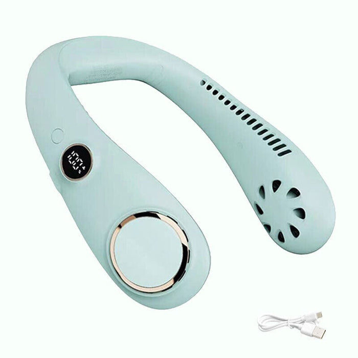 Bladeless Neck Fan with Digital Display - USB Rechargeable Air Cooler