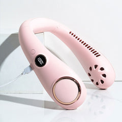 Bladeless Neck Fan with Digital Display - USB Rechargeable Air Cooler