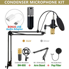 BM800 Studio Condenser Microphone Kit with Suspension Arm