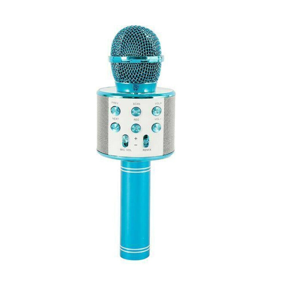 Q9 Bluetooth Karaoke Mic Speaker - USB Player Wireless Microphone Blue