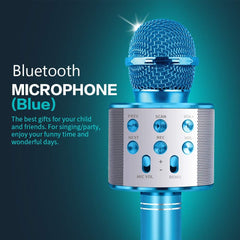 Q9 Bluetooth Karaoke Mic Speaker - USB Player Wireless Microphone Blue