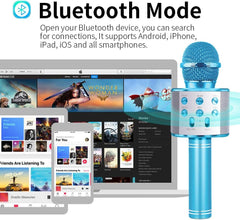 Q9 Bluetooth Karaoke Mic Speaker - USB Player Wireless Microphone Blue