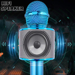 Q9 Bluetooth Karaoke Mic Speaker - USB Player Wireless Microphone Blue