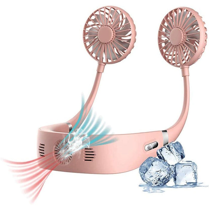 Pink Neck Air Conditioner Fan with Cooling Chip - 360? Free Rotation