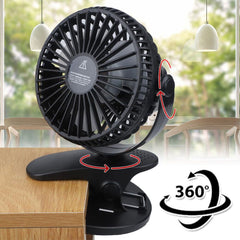 Portable 360¡ã Clip-On USB Fan for Desk, Pram, Stroller or Travel
