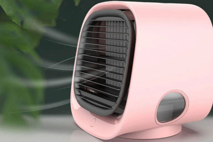Pink Rechargeable Personal Desk Air Conditioner - 3-Speed Portable Cooler