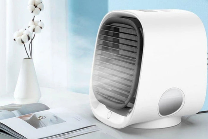 White Rechargeable Personal Desk Air Conditioner - 3-Speed Portable Cooler