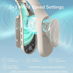 Brown Bladeless Neck Fan with 3+1 Speeds - Wearable Cooling Brace