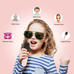 Pink Bluetooth Karaoke Machine - 2 Mics with Colorful LED Speaker