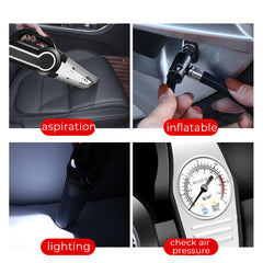 Portable Cordless Vacuum Cleaner with LED & Air Pump - Car & Home Use