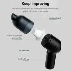 Strong Suction Cordless Car Vacuum Cleaner - Rechargeable Handheld