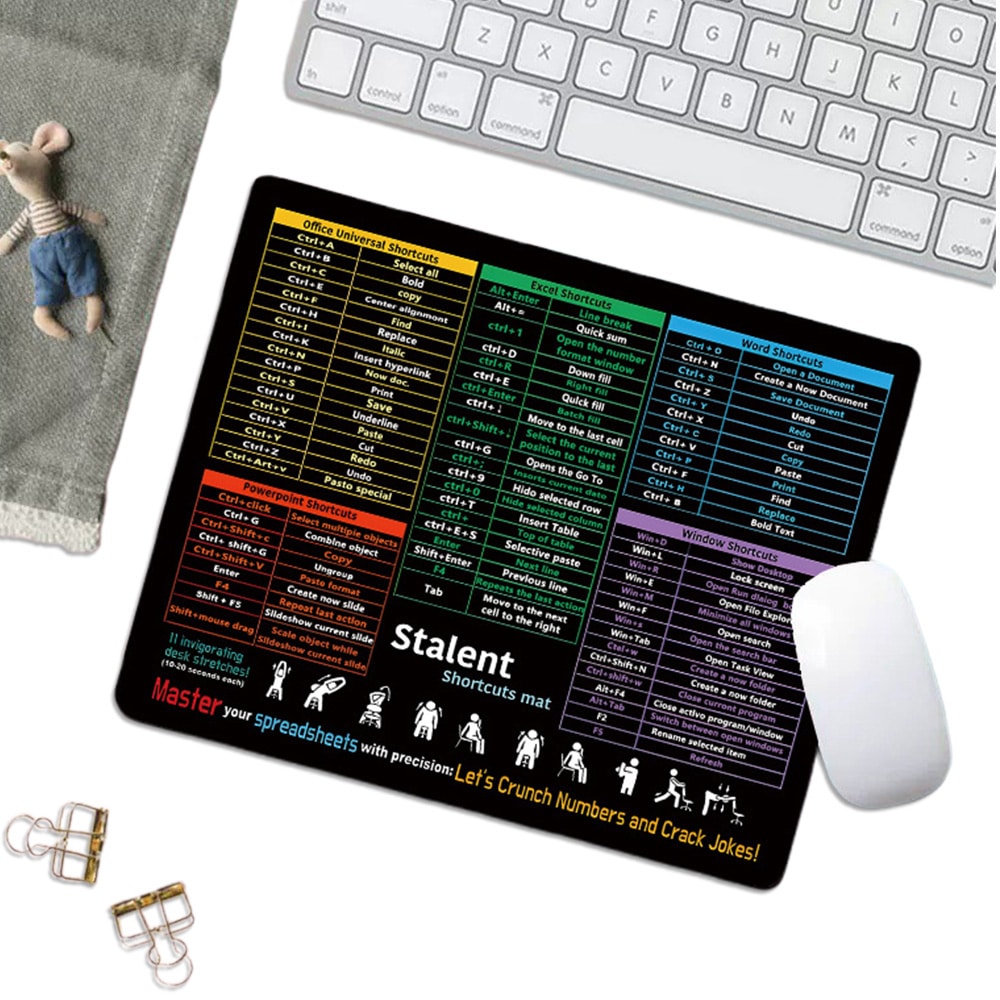 Shortcut Mouse Pad with Excel Word PPT Windows Key Guide